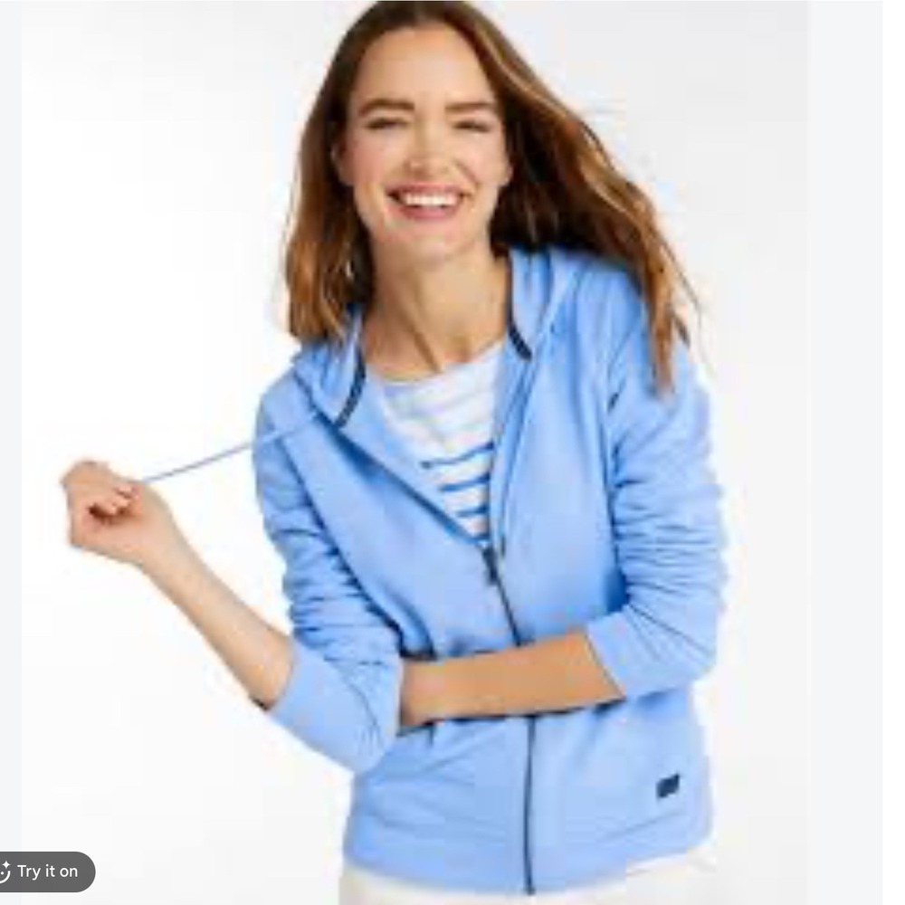 LL Bean Women Cotton Peaks Island Full Zip Hoodie LP L French Terry Transitional